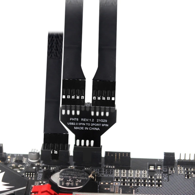 E56B Stable Performance Motherboard USB 9Pin Header Splitter for Computer RGB Light 1 to 2 USB Hub