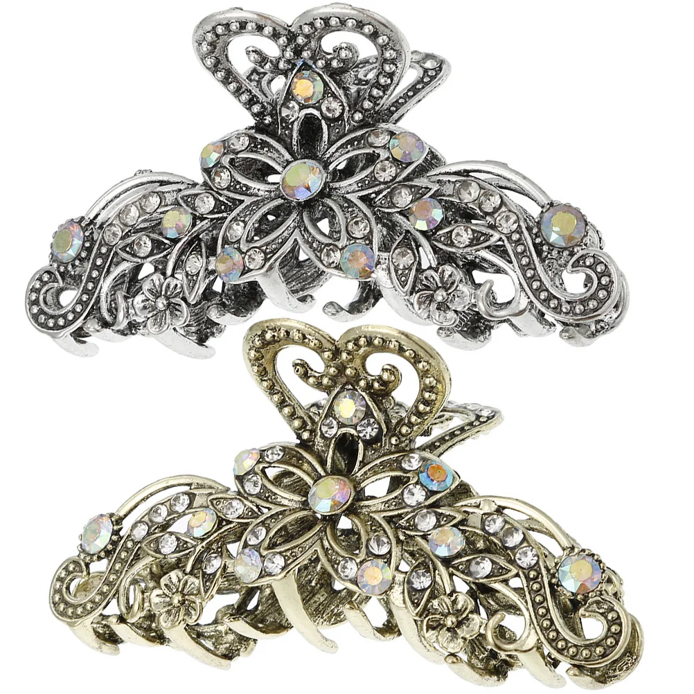 

Rhinestone Hair Clips Claw Hairpin for Thin Thick Hair Styling Accessories Alloy Durable Daily Usage Travel Office Party