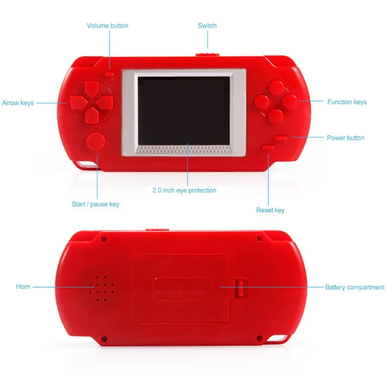 وحدة تحكم ألعاب محمولة ريترو مدمجة في 268 ألعاب كلاسيكية 2.0 بوصة شاشة LCD نمط الممرات نظام ألعاب الفيديو هدايا للأطفال والكبار