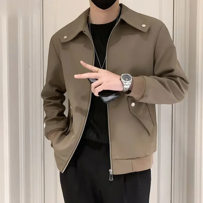 Spring Autumn Fashion Style Harajuku Slim Fit Tops Loose Casual All Match Korean Style Outerwear Zipper Long Sleeve Jacket
