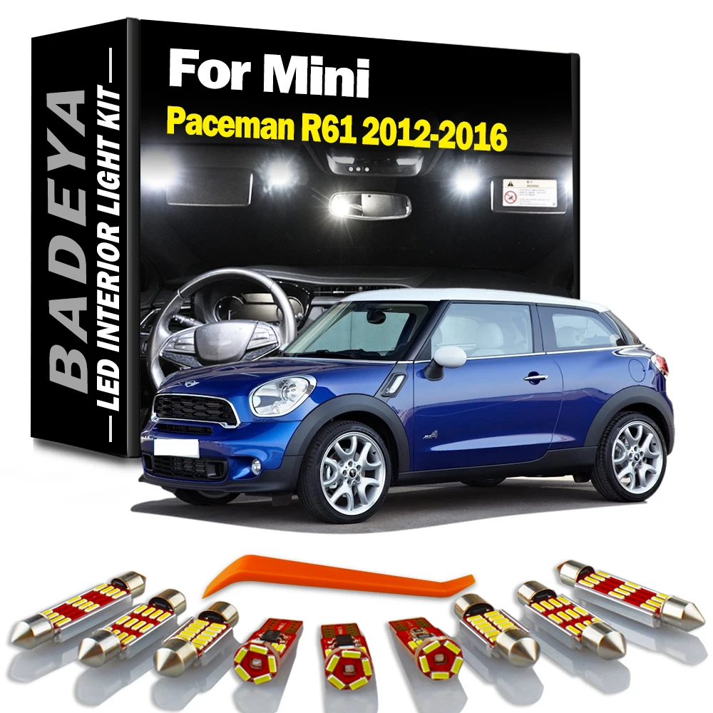 BADEYA 14Pcs LED Interior Map Dome Sun Visor Footwell Trunk Light Kit For Mini Paceman R61 2012 2013 2014 2015 2016 Car Bulbs