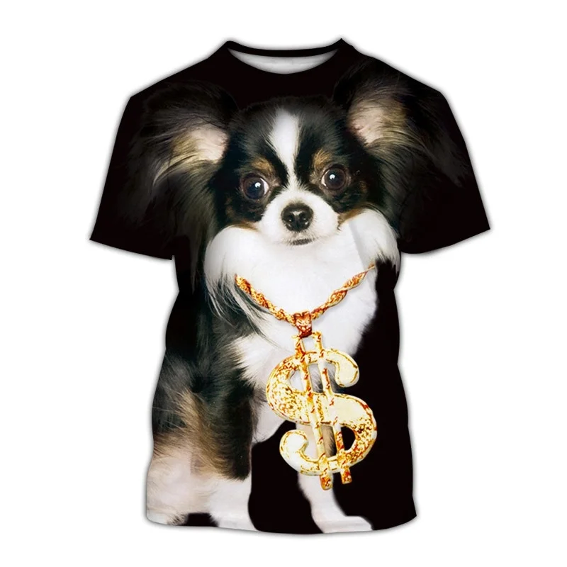 

Pets Dog Chihuahua Men T-Shirt Summer Tops Street T Shirt Casual 3d Printed Animal Short Sleeve Outdoor Holiday Male Kids Tee