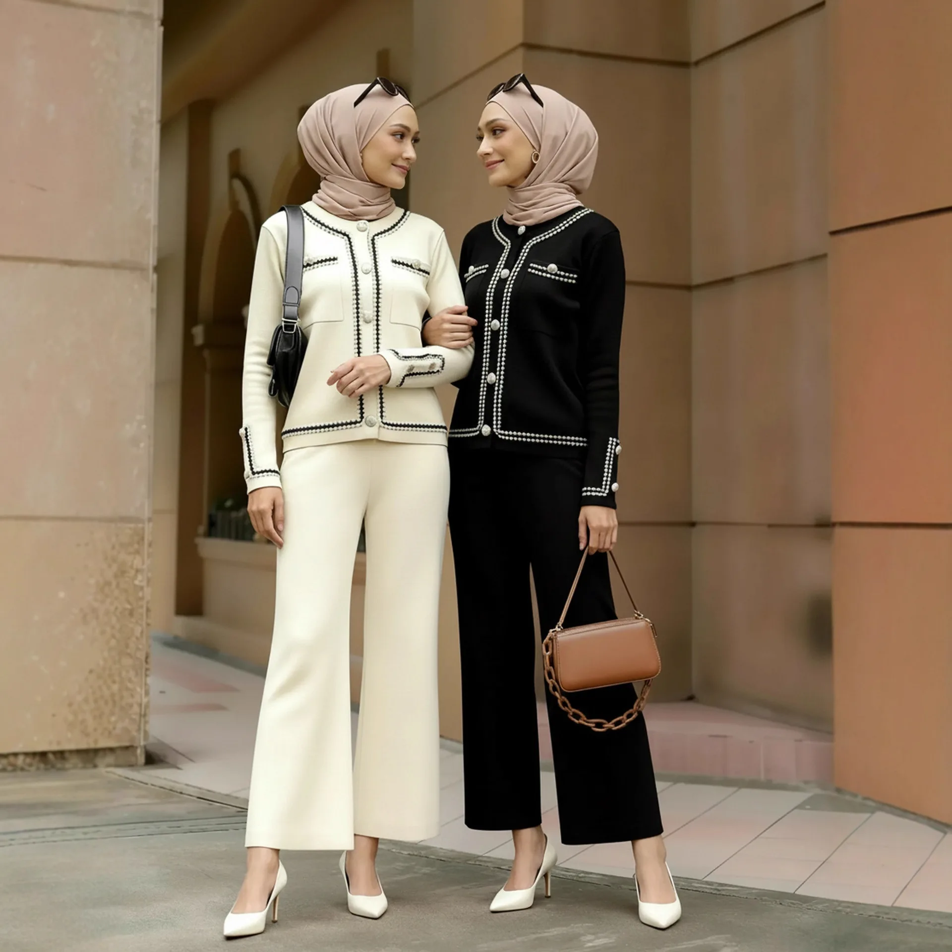 

Eid Women 2 Piece Set Khit Top Shirt Wide Leg Pant Muslim Blouse Jalabiya Ramadan Dubai Musulman Ensembles Arab Long Spring 2026