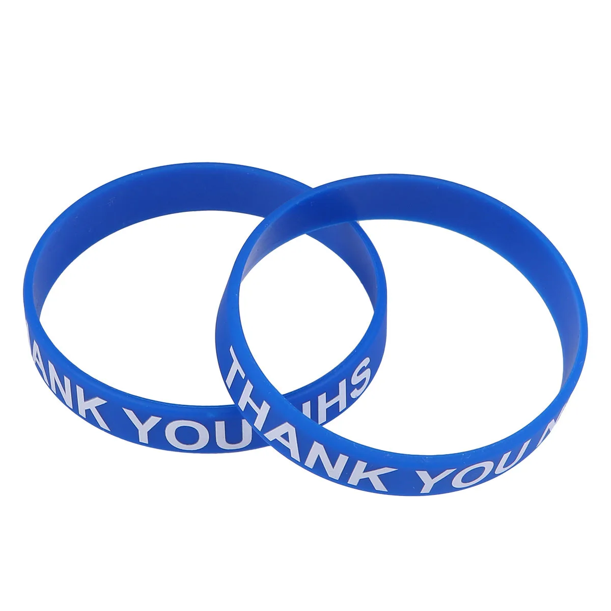 

2Pcs Thank You Silicone Wrist Straps Soft Comfortable Decorative Colorful Wristbands for Gifts Simple Design Blue