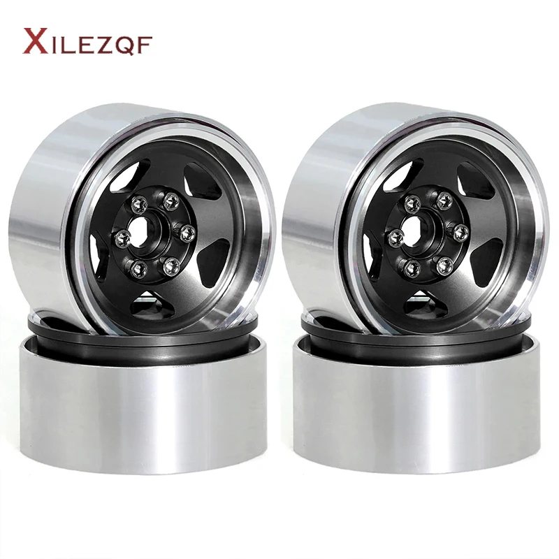 for Axial SCX10 II 90046 SCX10 III LCG TRX4 D90 1/10 RC Crawler Part 4PCS 1.9 Inch RC Rims Beadlock RC Wheel Rim Set Wheel Hub
