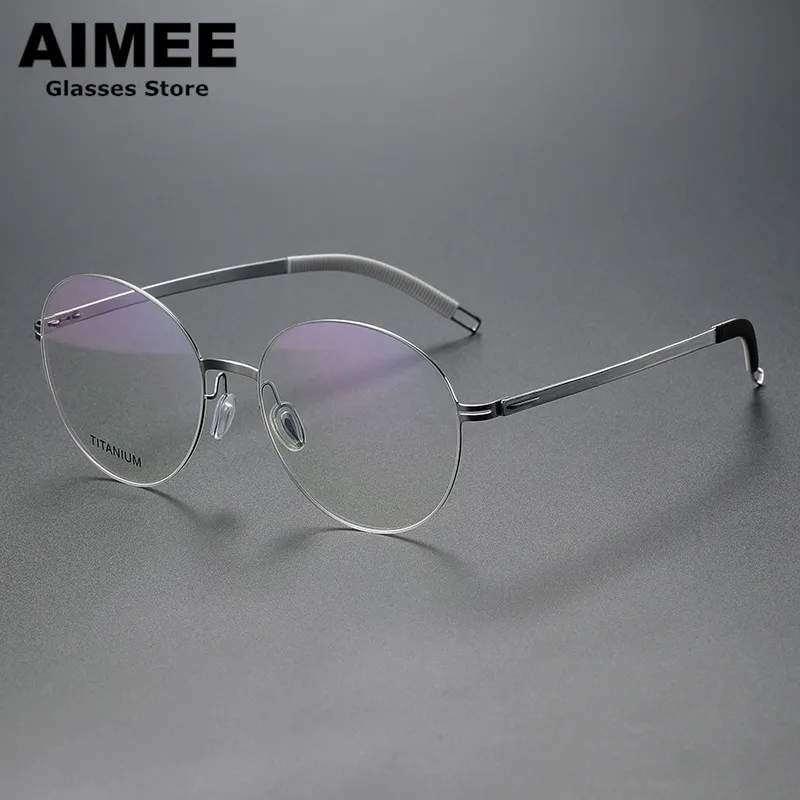 

Norway Brand Titanium Acetate Ultralight Glasses Frame Men Women Round Screwless Business Prescription Eyeglasses Optical Gafas