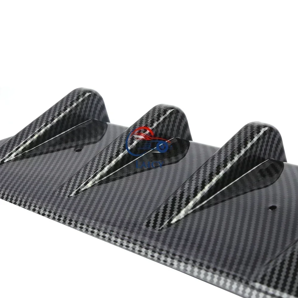 LAICY For For A3 A4 A5 A6 A7 A8 Car Rear Bumper Diffuser Lip w/ Tail Brake Stop Light Splitter Spoiler Shark Fin Lip Kit Black