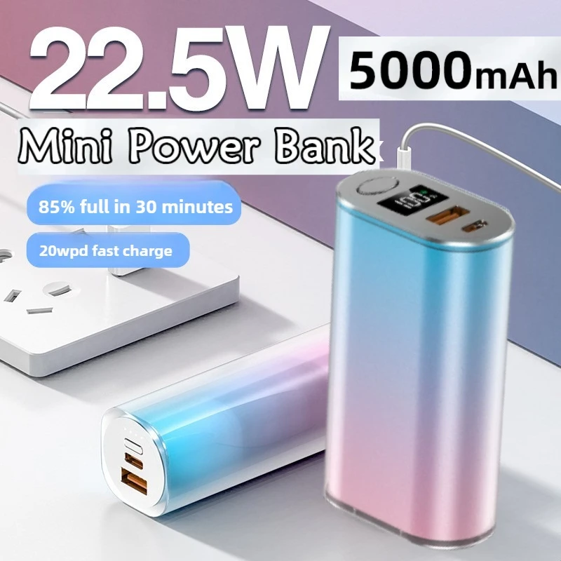 

Мини 10000 мАч Power Bank USB C Быстрая зарядка Внешняя запасная батарея 22,5 Вт Портативный небольшой Powerbank для iPhone Samsung Xiaomi