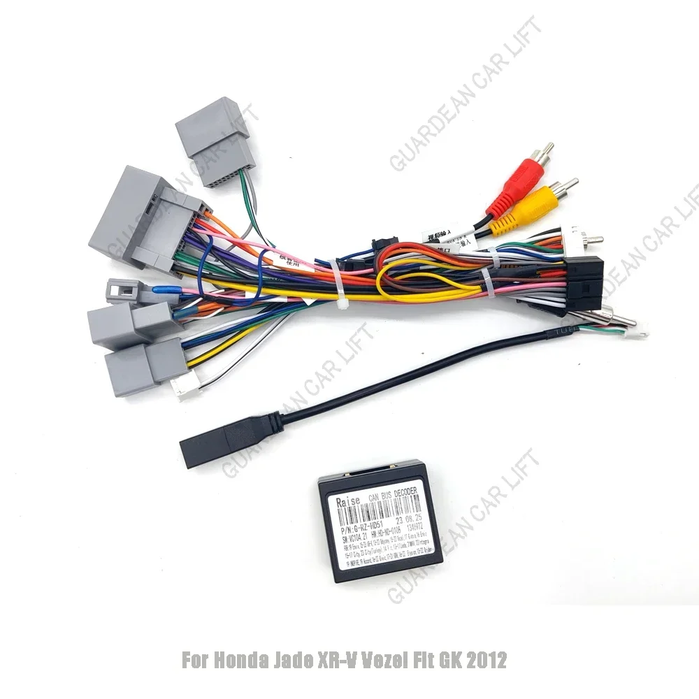 Car Radio Wiring CableFor Honda Jade XR-V Vezel Fit GK 2012 16Pin Harness Adapter With CANBUS Android Stereo Plug