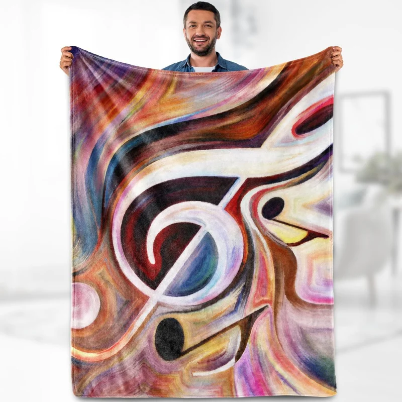 

Music Notes Gift Casual Fashion Blanket Abstract Theme Enthusiast Soft Fuzzy Flannel Comfortable Birthday Christmas