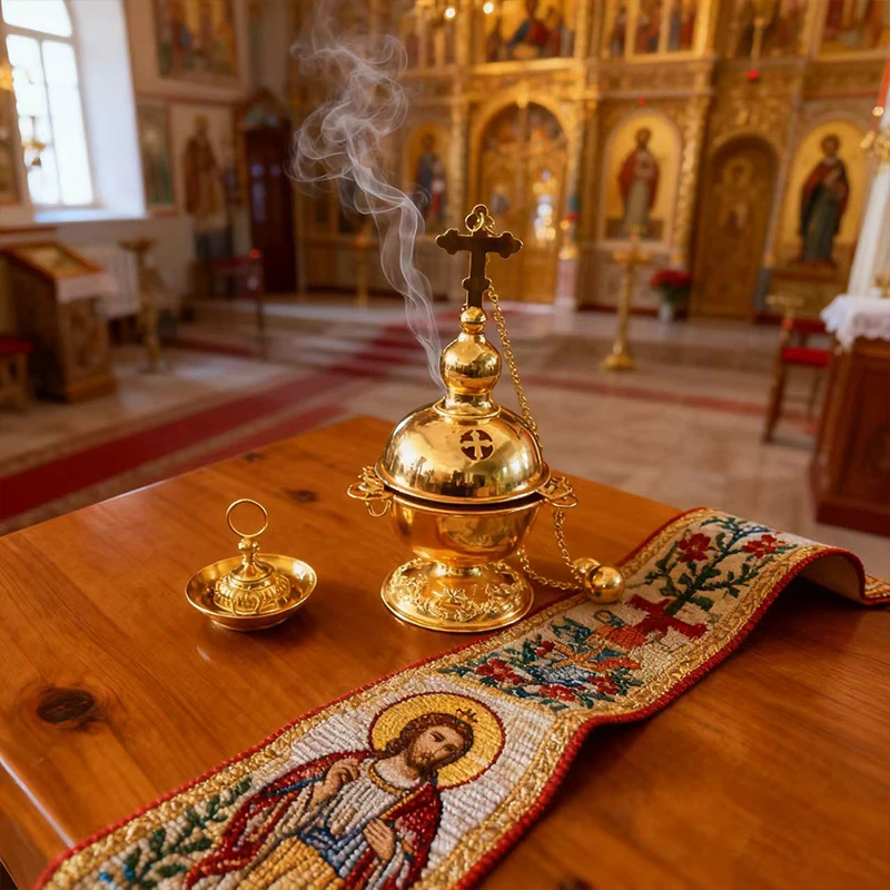 Neuer Orthodoxer Christlicher Weihrauchbrenner mit klassischem heiligem Muster, exklusiv für gläubige Anhänger, heilig und respektvoll. – Detail 4