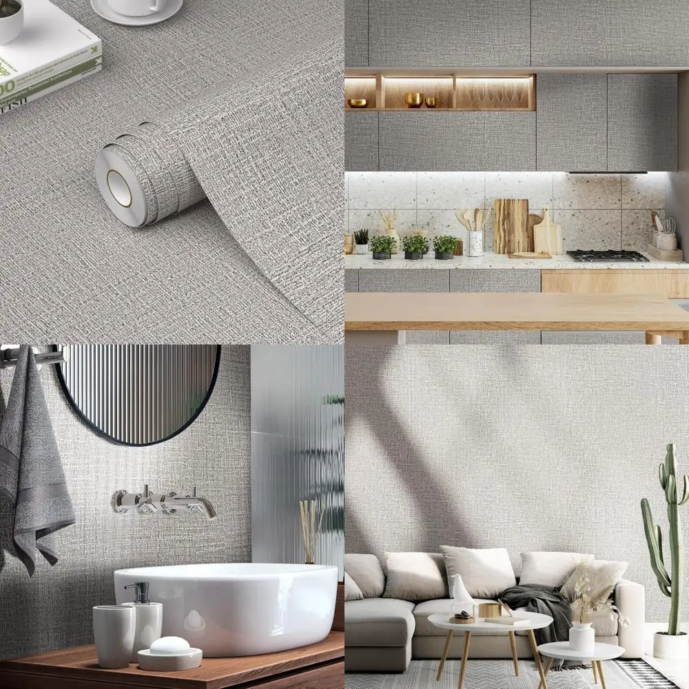 ورق جدران مزخرف من قماش العشب قابل للتقشير واللصق للخزائن، ورق حائط من الكتان الصناعي، سهل التركيب، لاصق يدوم طويلاً، 23.6