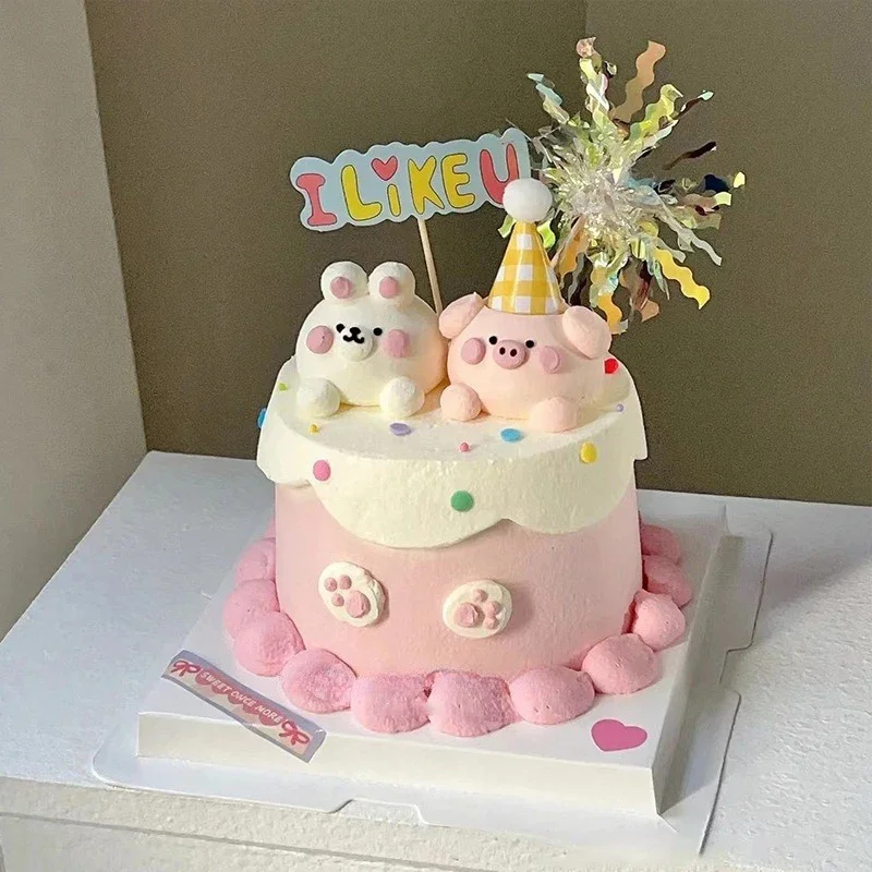 동물만화 케이크 종이컵 케이크 플러그인 생일 파티 웨딩 장식 케이크 플러그인 용품