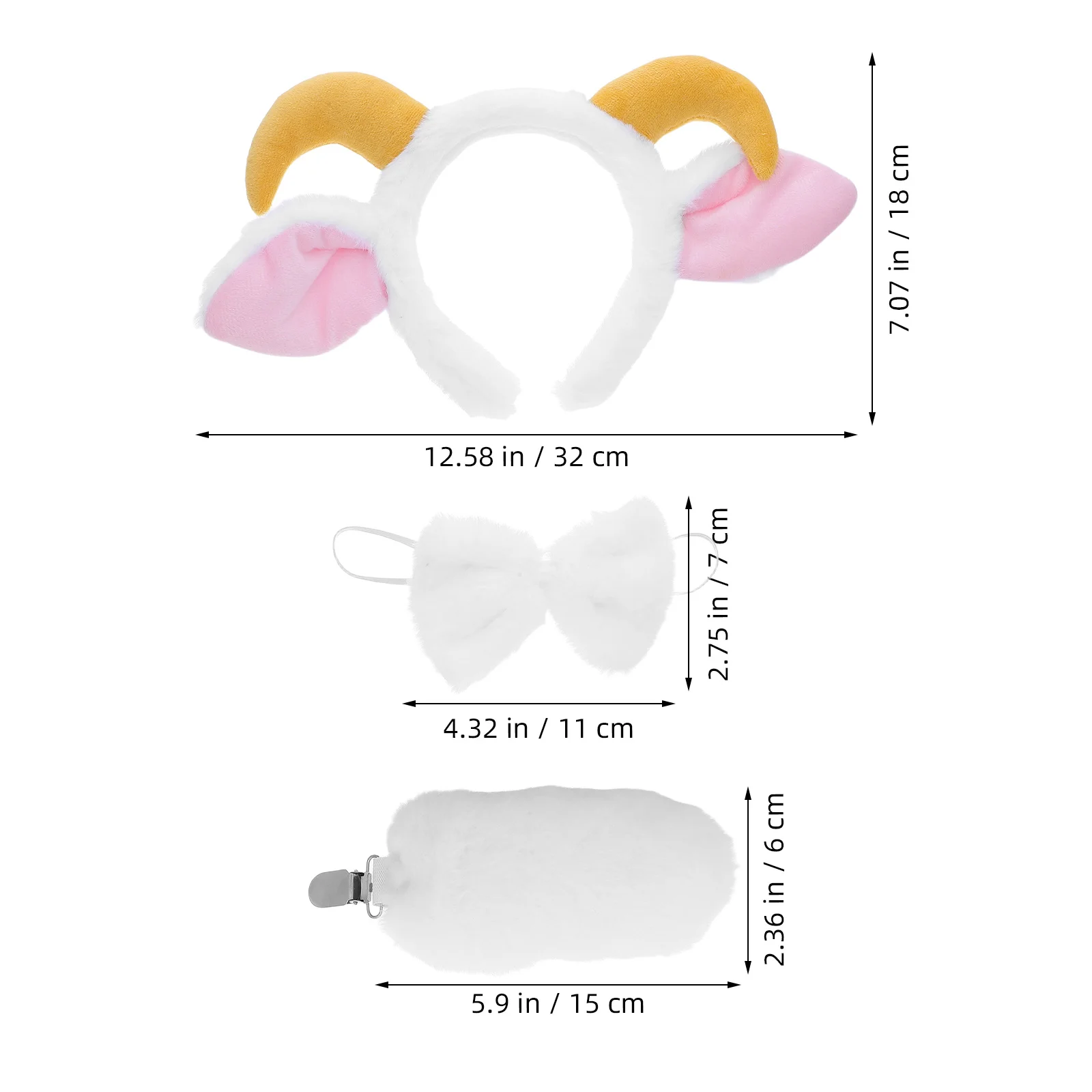 1Set Realistic Sheep Ears Headband Horn Accessory Halloween Christmas Cosplay Party Dress Up Lamb Costume Kids Adults