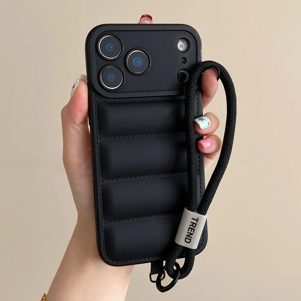 Handschlaufe Kordel Daunenjacke Silikonhülle für iPhone 18 17 16 15 14 13 12 11 Pro Max XR XS 8 Plus Kameraschutz Weiche Hülle – Detail 8