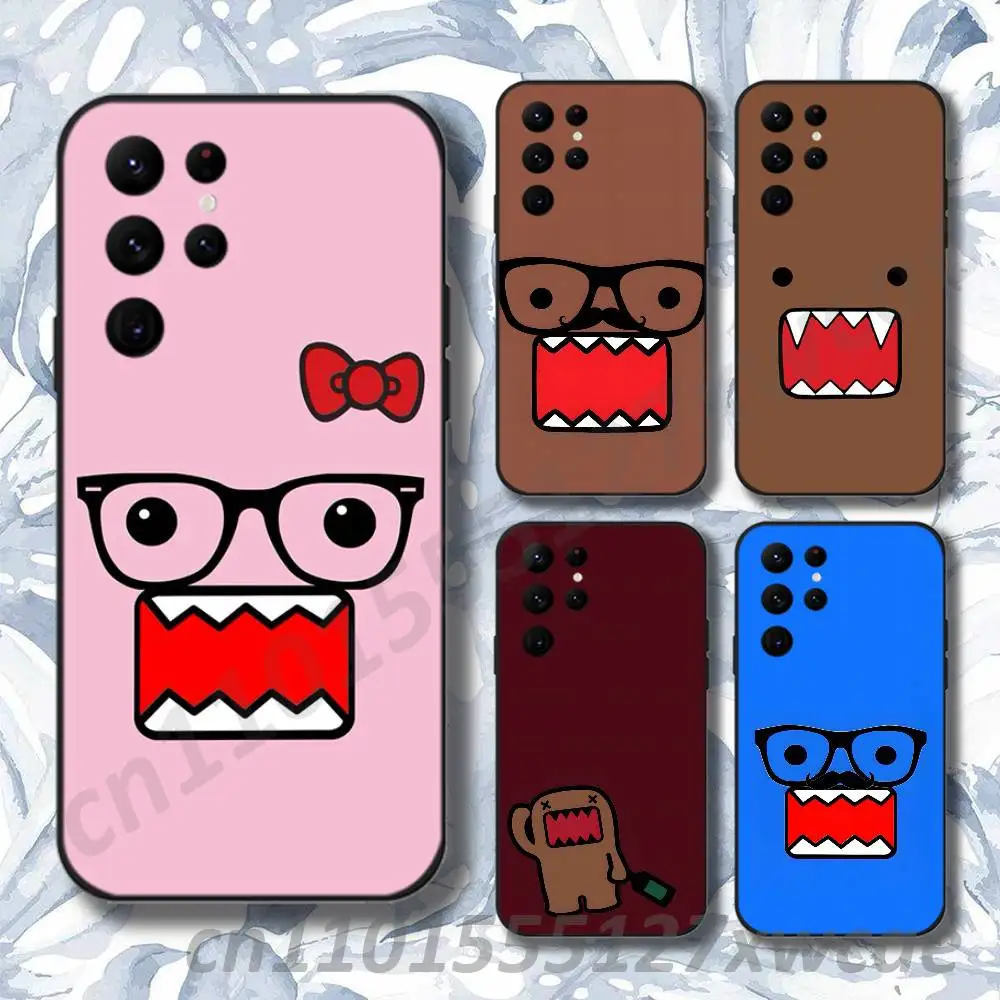 Cute Japanese Domo-Kun Phone Case For Samsung S10,S21,FE,S21 ,S26,S25,S24,S23,Ultra,S9,S22,Plus Black Shockproof Silicone Sof