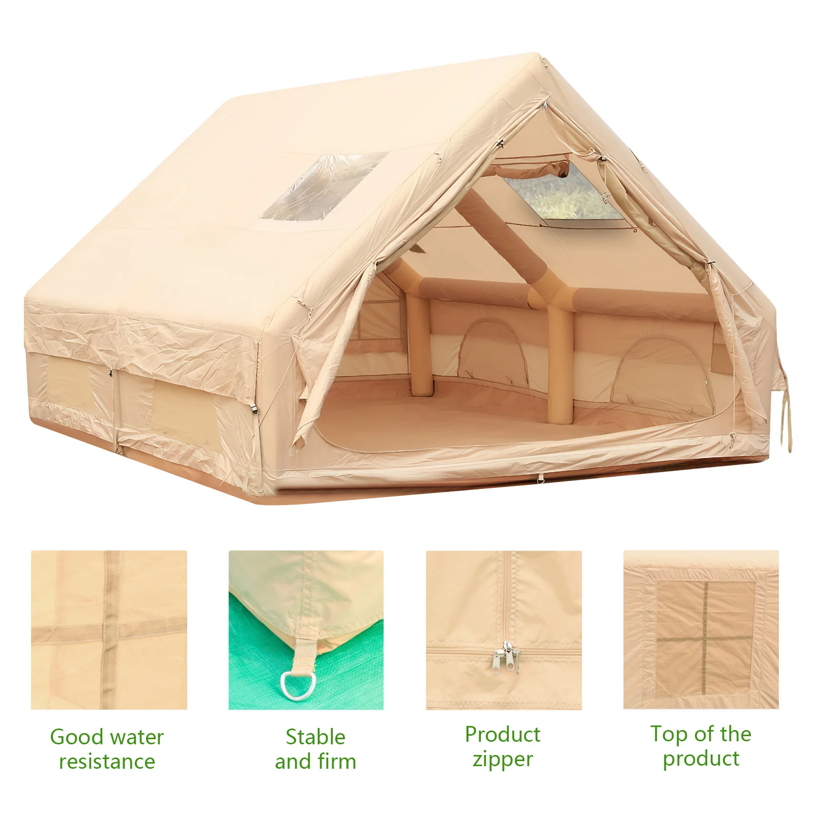 

Большая семейная палатка с насосом для глэмпинга, водонепроницаемая, ветрозащитная, для активного отдыха на природе