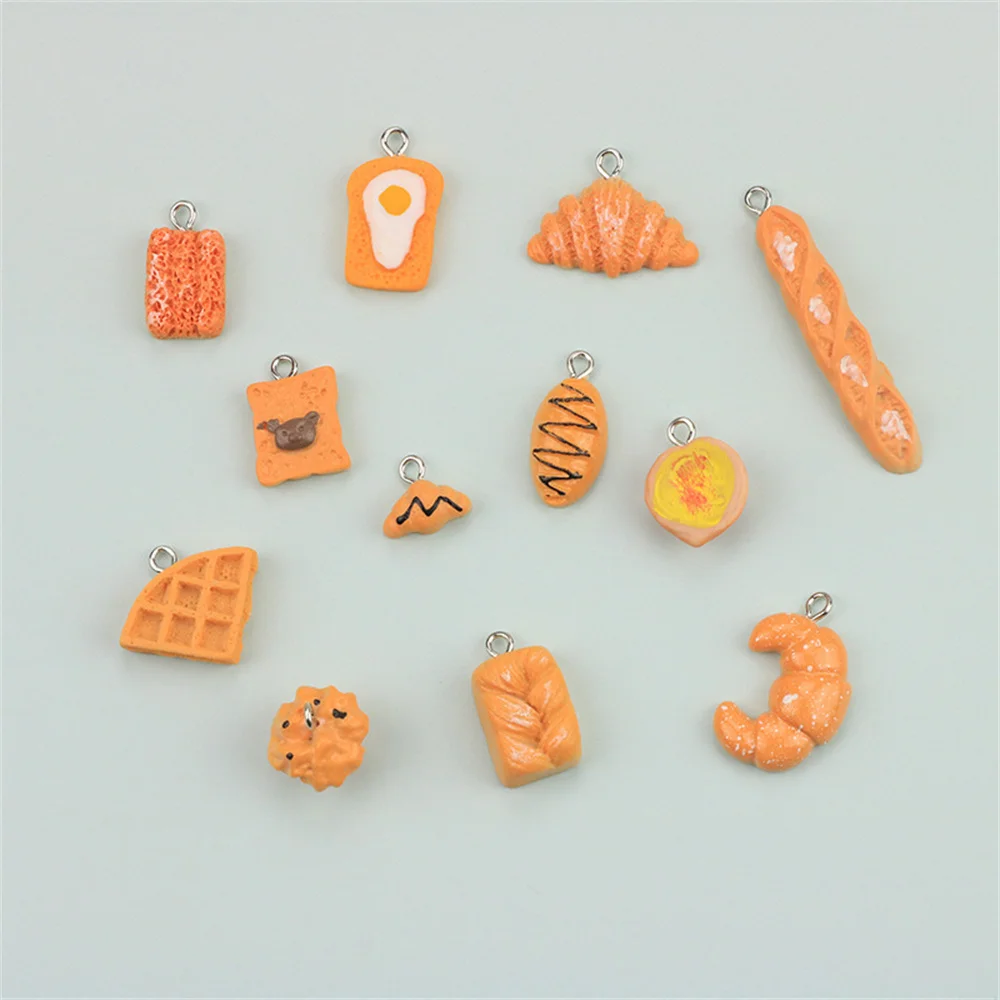 20pcs/lot Mixed Simulation Bread Cake Food Charms Pendant DIY Earrings Keychain for Jewelry Making Accessories