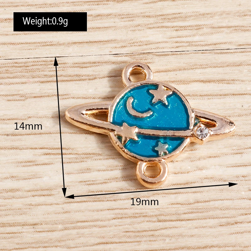 Tusember 10 Stück Emaille Galaxy Planet Mond Stern Charms Anhänger für Halsketten Ohrringe Armbänder DIY Schlüsselanhänger Schmuckzubehör – Detail 14
