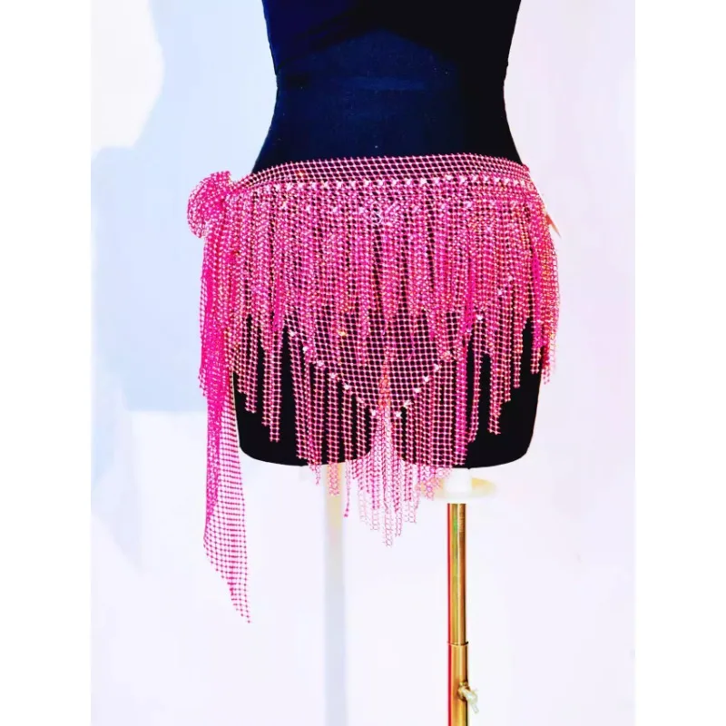 

Customized [Double Triangle Style] Belly Dance Belt Network Diamond Tassel Hip Scarf Starry Series Bright Diamond Waist Chain