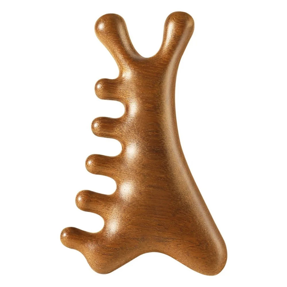 4 in1 Body Meridian Massage Comb Five Teeth Anti-Static Head Massage Comb Wide Tooth Multifunctional Wood Therapy Massage Comb