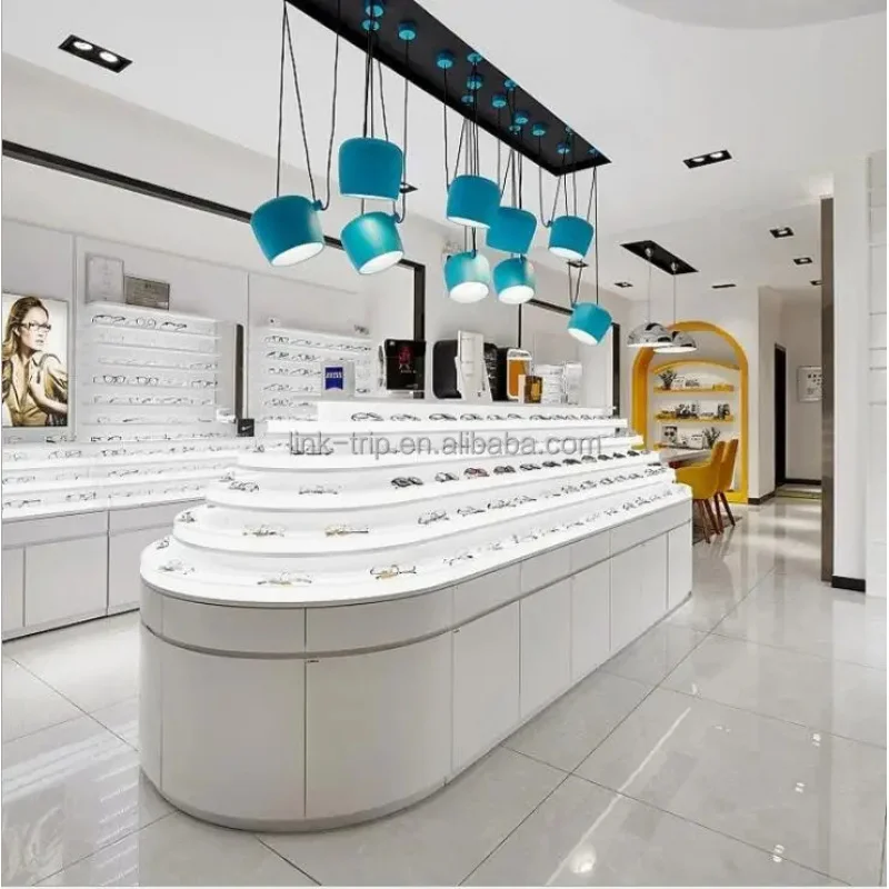

Customize.Retail Optical Shop Furniture LED Light Wall Mounted Eyeglass and Sunglasses Display Stand Showcase Cases Counter