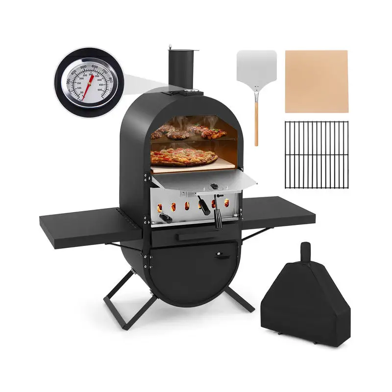 Outdoor-Pizzaofen mit 600D Oxford-Stoffabdeckung, 12-Zoll-Pizzastein und Grillrost
