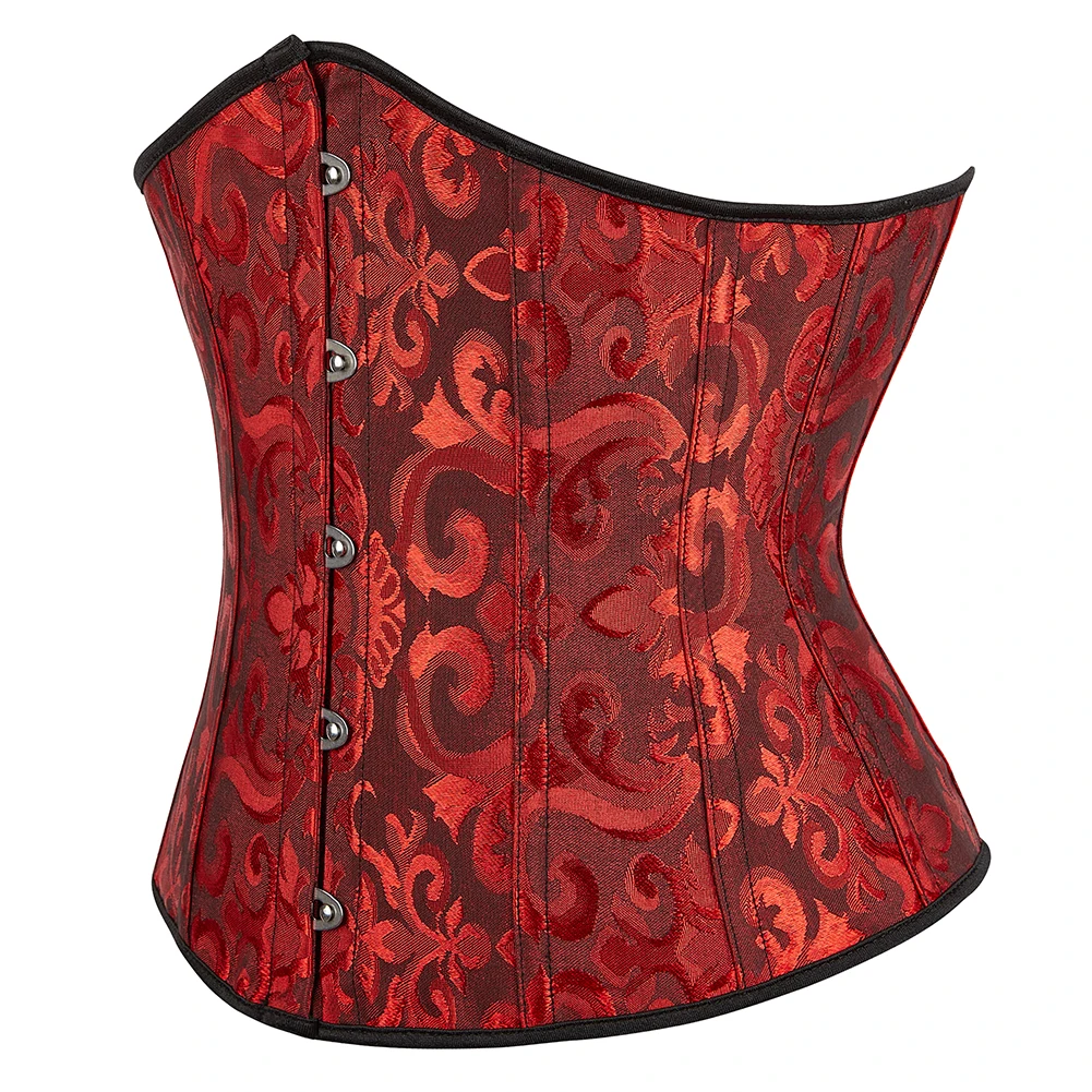 Damen Gothic Jacquard Unterbrust-Korsett Bustier Taillengürtel Schlankheits-Bodyshaper Korsett Dessous Übergröße Party Clubwear – Detail 24