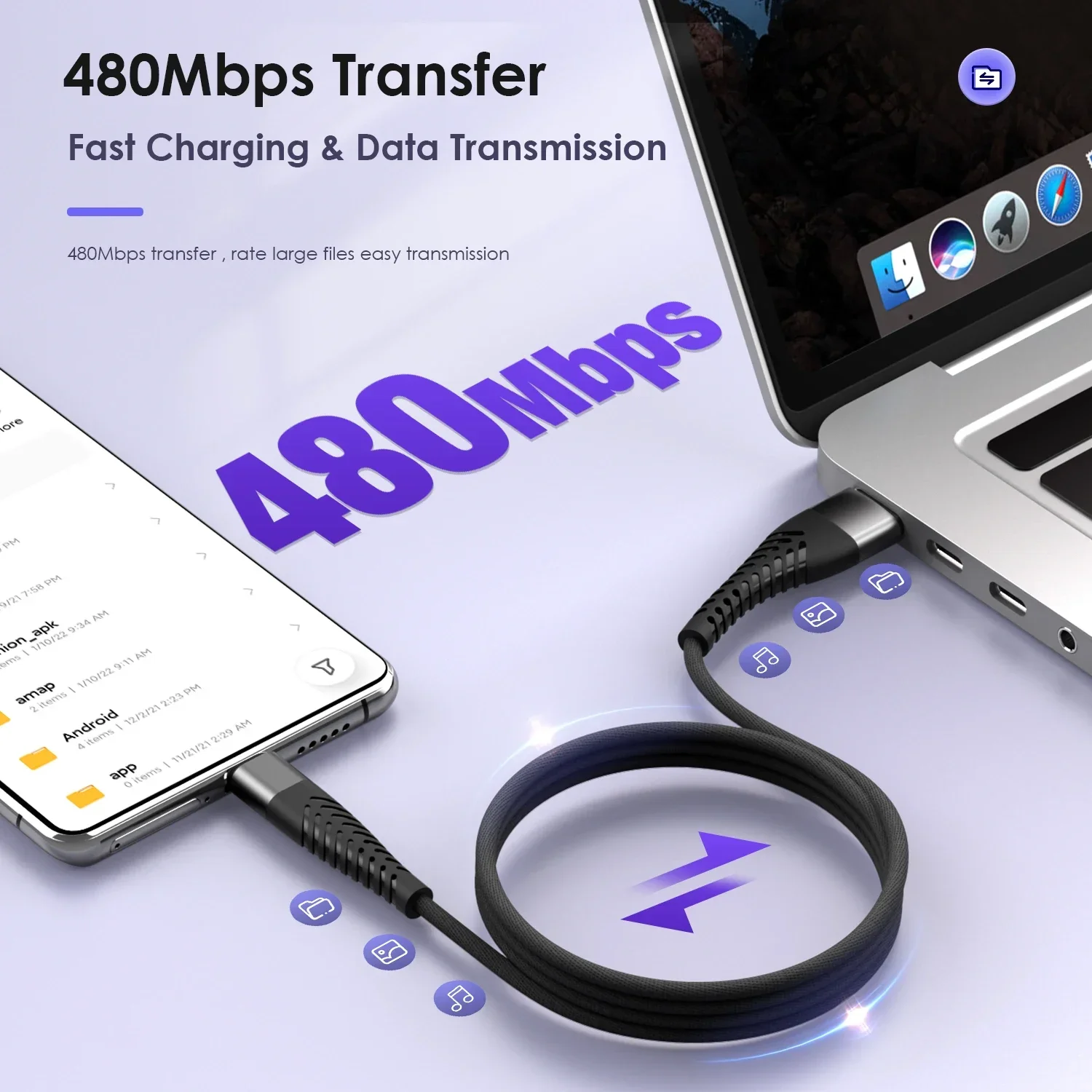 100W 7A 0.25M 1M 2M 3M Weaving Data Cable Type C Fast Charging Data Cord for iPhone Xiaomi Huawei Samsung USB Nylon braided Wire image 2
