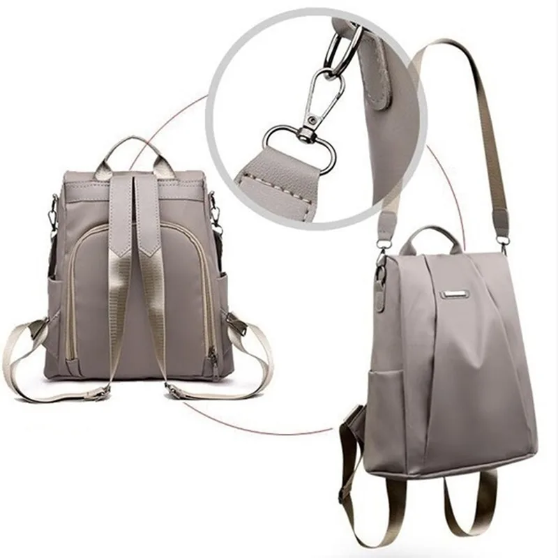 Hot Women's Backpack Casual Nylon Solid Color School Bag Fashion Detachable Shoulder Strap Shoulder Bag