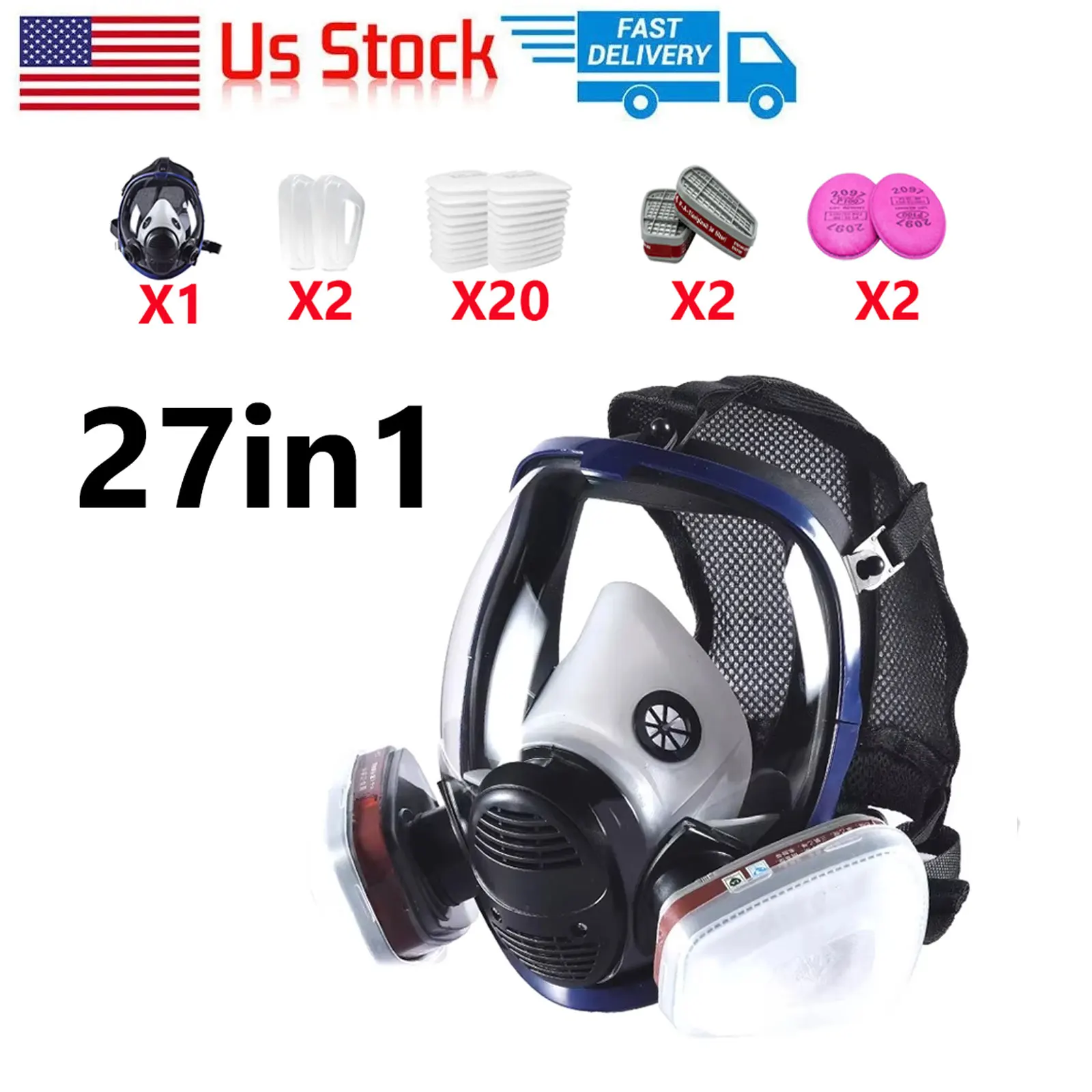 Full face respirator mask front view