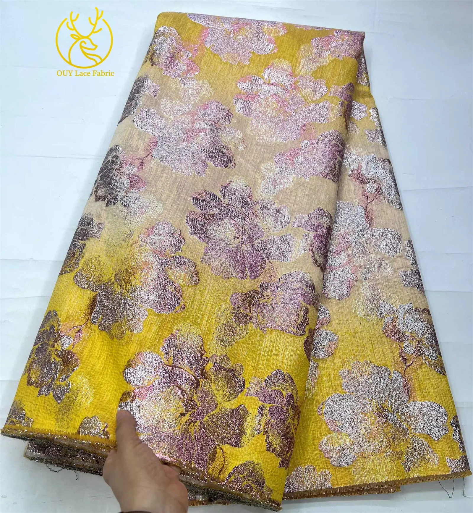 Neuester afrikanischer Jacquard-Spitzenstoff 2026, nigerianischer Chiffon-Spitzenstoff zum Nähen von Damenkleidern, Nähmaterial, 5 Yards – Detail 10