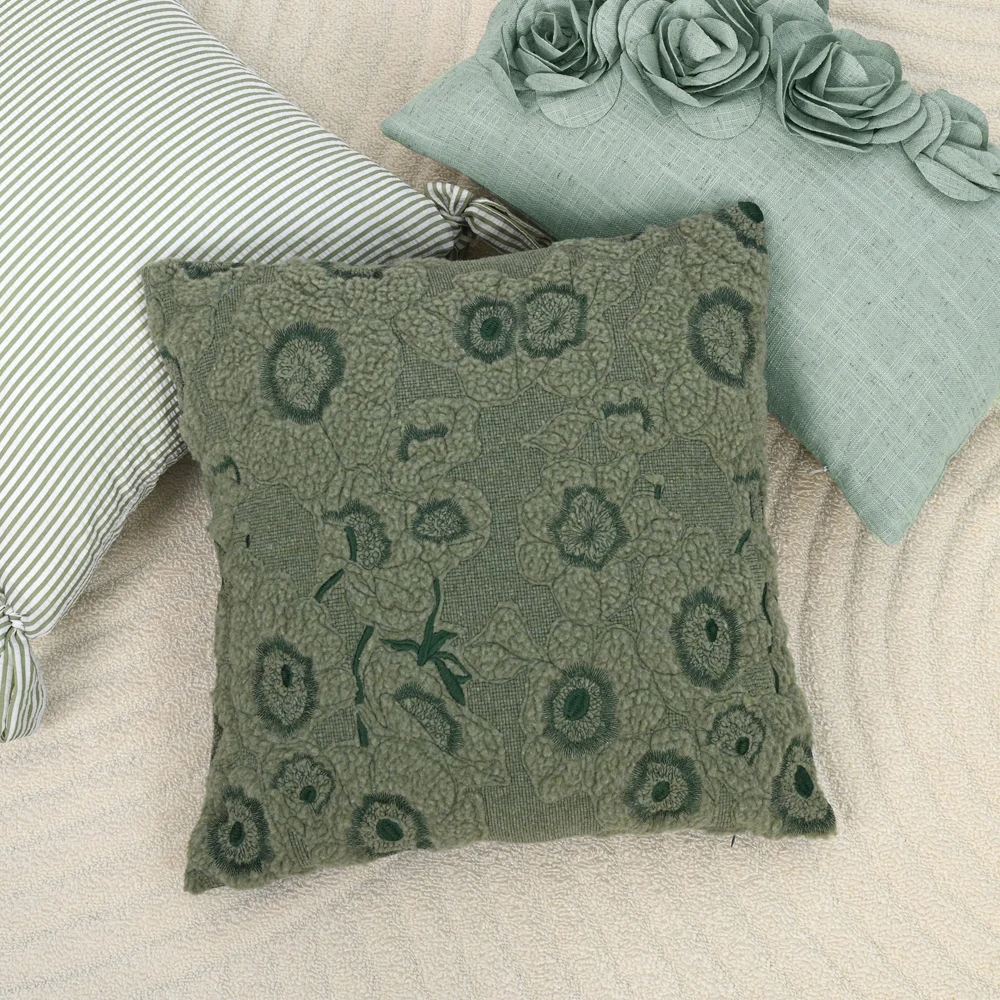 BUYNOW-funda de almohada verde fresco, funda de cojín con lazo cuadrado a rayas, decoración del hogar para sala de estar, sofá, dormitorio, fundas para cojines sala
