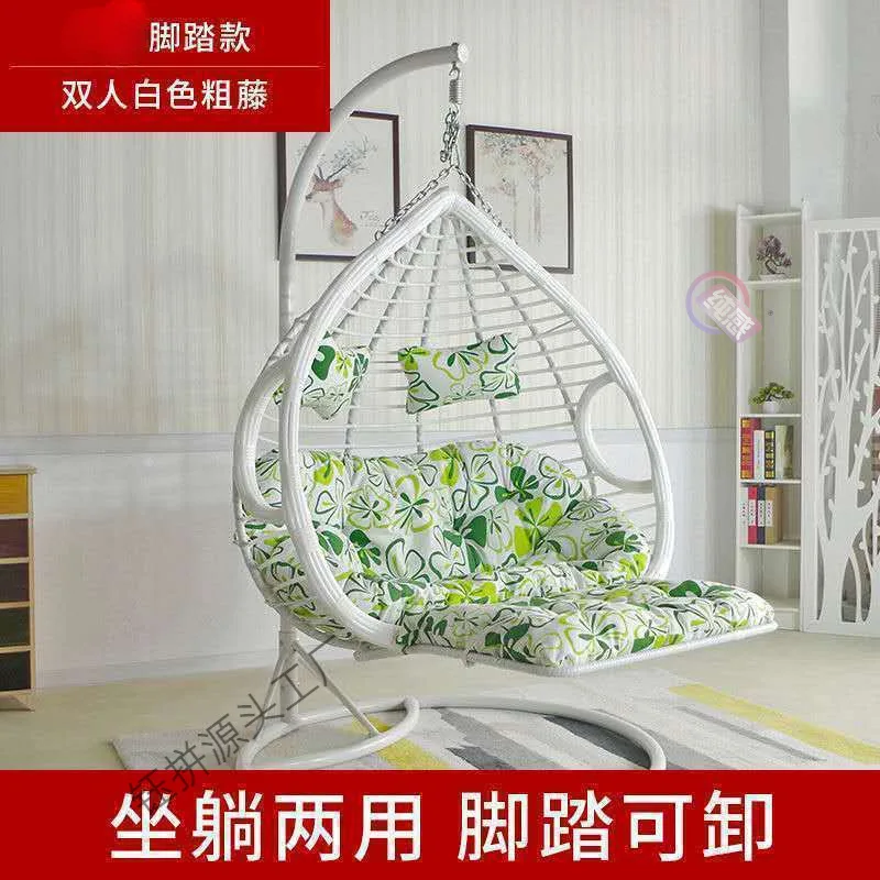 #Romantic Hanging Basket Rattan Chair Hanging Cradle Hammock Balcony Swing Rocking Indoor Lazy Bird's Nest Outd