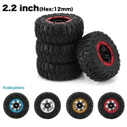 4 pezzi RC 2.2 pollici arrampicata pneumatici in gomma Rock Crawler ruote pneumatici Auto Auto Set con cerchione Beadlock per Auto RC 1/10