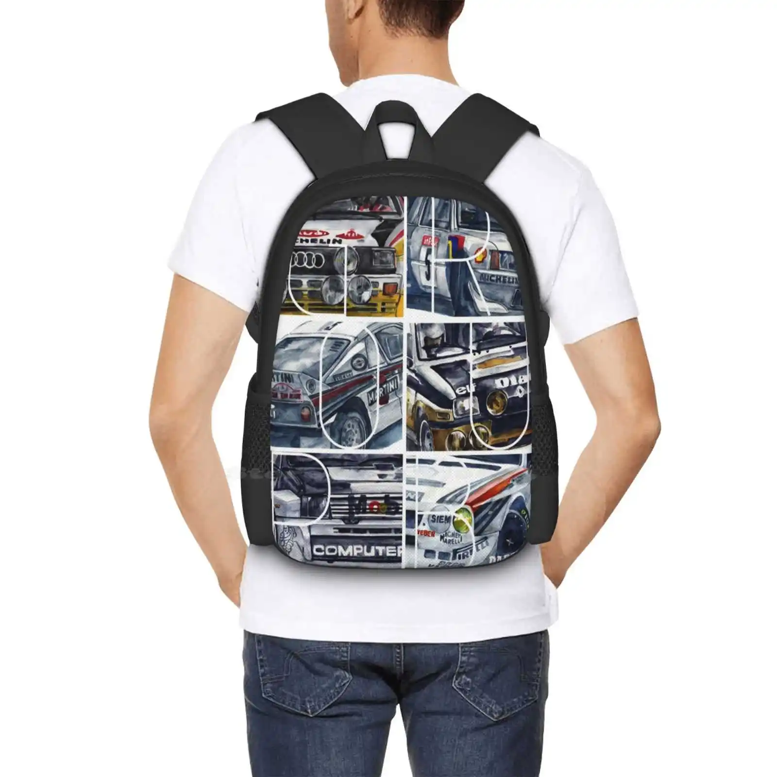 Rally Group B Hot Sale Schoolbag Backpack Fashion Bags Group B Rally Watercolor Car Petrolheads Racing Groupb