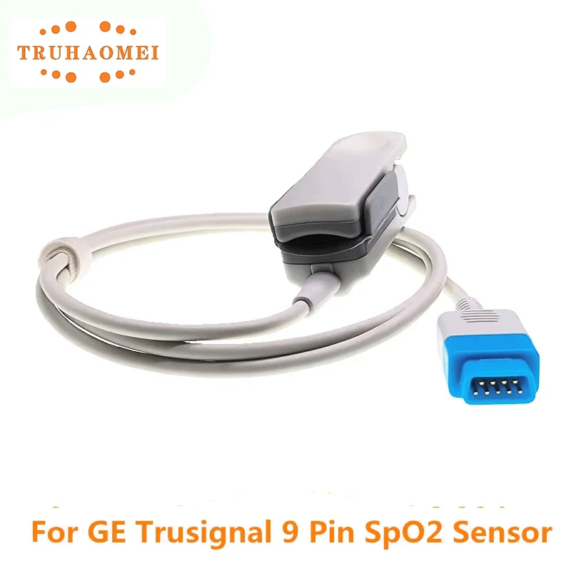9 Pin SPO2 Sensor with E Series Pulse Oximeter Probe For GE Datex Ohmeda Trusignal OXY-F-UN 0.9 Meter S/5 i4 Modular Monitors