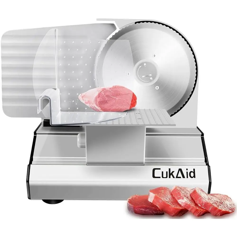 

Электрическая мясорезка 200 Вт для дома и магазинов, слайсер для продуктов, мясорезка, можно мыть в посудомоечной машине, съемное лезвие и поддон для продуктов, регулируемая нарезка