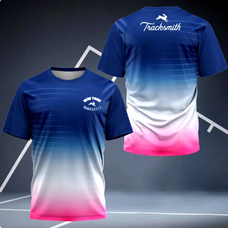 

Men's quick drying running sports T-shirt 3D printed breathable sweat absorbing badminton fitness short sleeved T-shirt