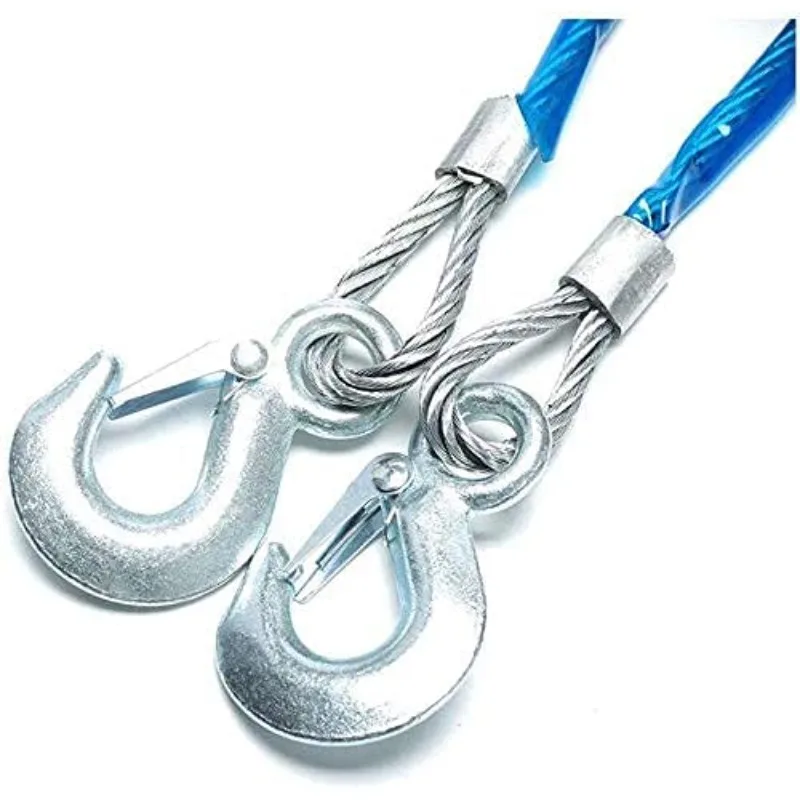 Car Towing Rope 3-7 Tons Steel Wire Rope Trailer Towing Towing Rope with Hook Trailer Rope Car Emergency Tool Self Rescue Tool view 5