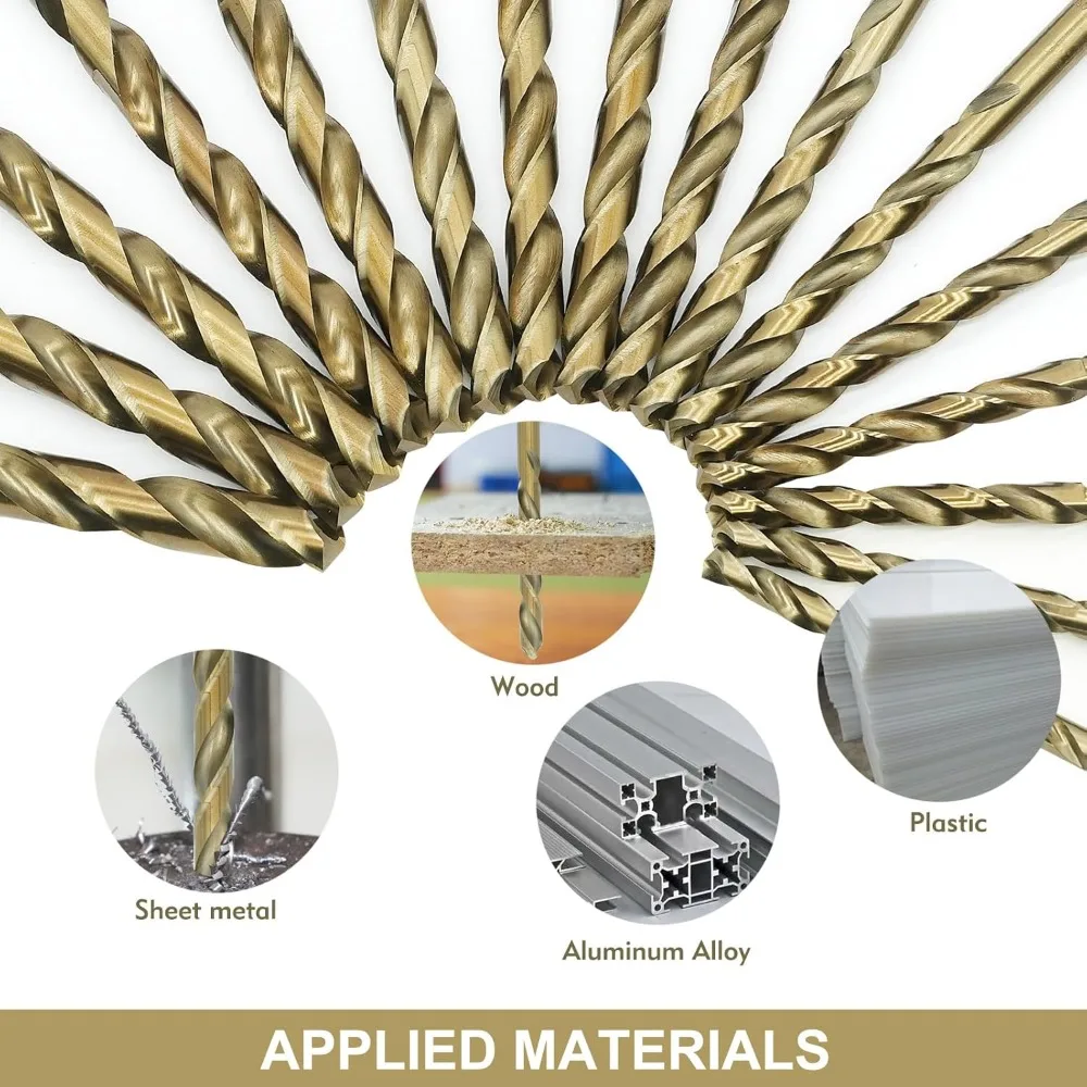 ชุดดอกสว่านเหล็กความเร็วสูงโคบอลต์ 115 ชิ้นสำหรับโลหะ เหล็กหล่อ และสแตนเลส