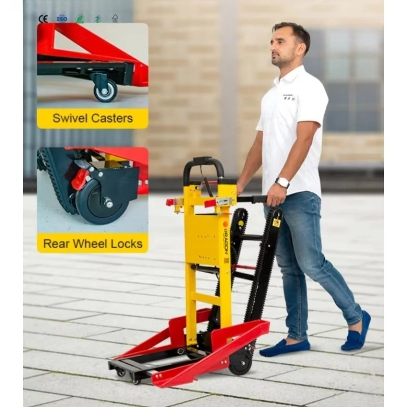 Aluminum Alloy Electric Stair Climber Hand Trolley with 24V Lithium Battery 169kg Capacity for Up/Down Stairs Transfer