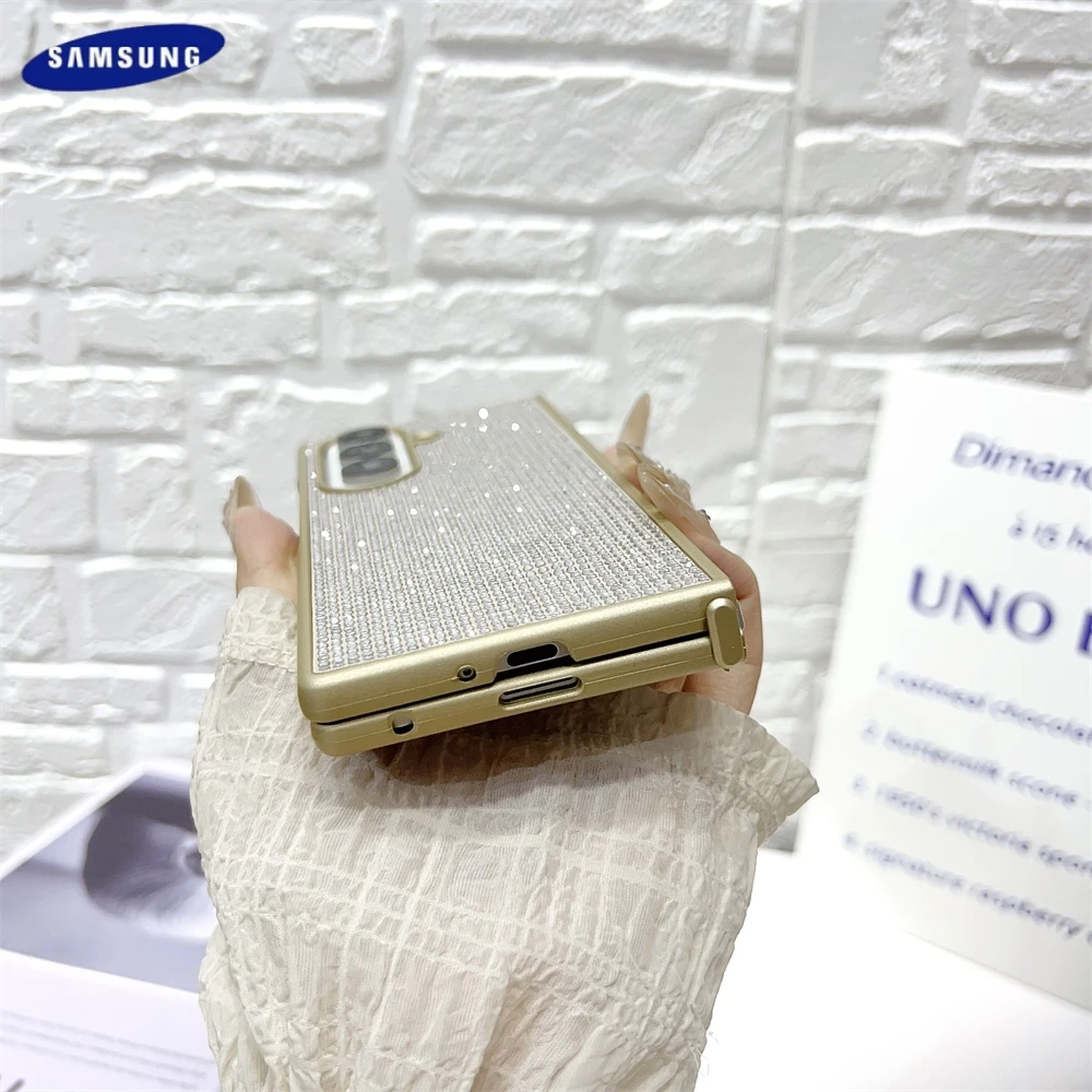 Luxury Bling Gradientเพชรเต็มรูปแบบสําหรับSamsung Galaxy Zพับ7 6 5 4 3ผู้หญิงShinny BlingกันกระแทกPCป้องกัน