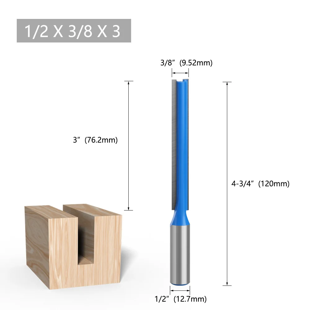 1PC 1/2" 12.7MM Shank Milling Cutter Wood Carving Blade Straight Knife Router Bit Carbide Woodworking End Mill Carving Trimming