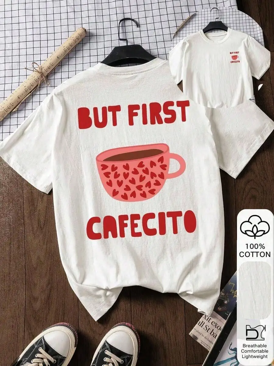 

Womens 100% Cotton Graphic Print Short Sleeve T-Shirt Loose Fit Casual Top