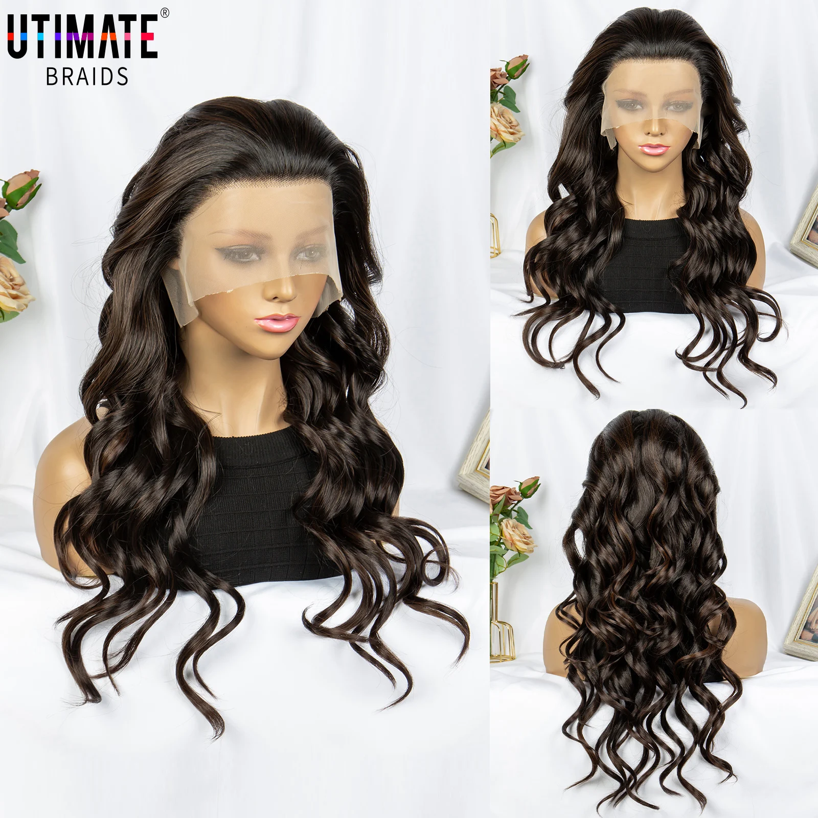 

4# Synthetic Lace Wigs Natural Color Synthetic Wig Natural Curly 26 Inches Lace Front Wig for Women Daily Use Transparent Lace