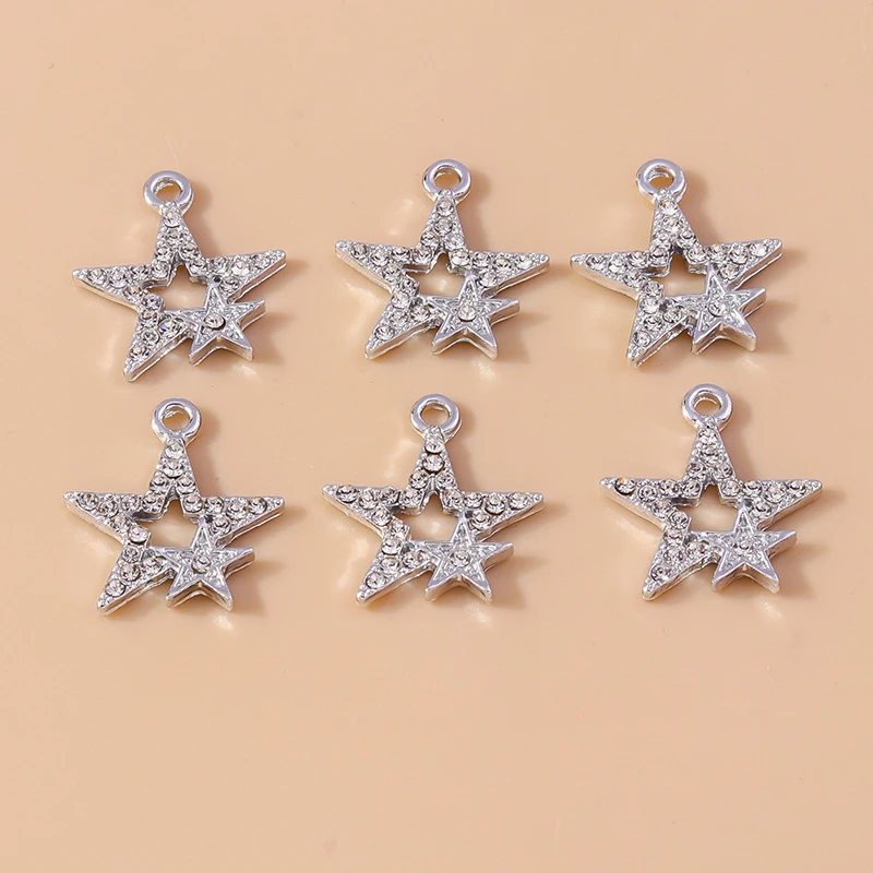 

20pcs 17x19mm Cute Crystal Alloy Star Charms Pendants for Jewelry Making Drop Earrings Necklaces Bracelet DIY Crafts Accessories