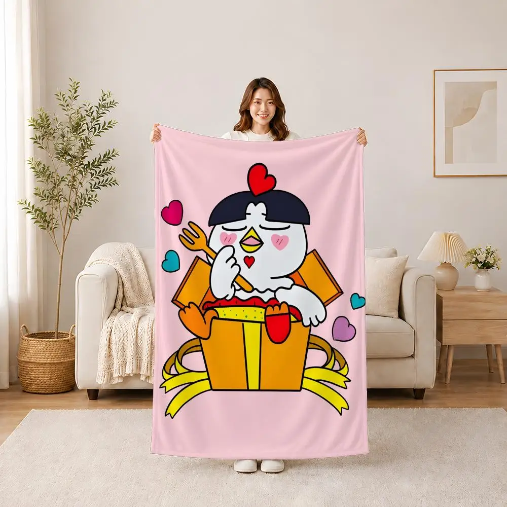 Manta de Franela de Verano con Diseño de Anime Kwaii Buldak Ramen, Antiestática y Lavable, para Coche, Oficina, Siesta de Niños