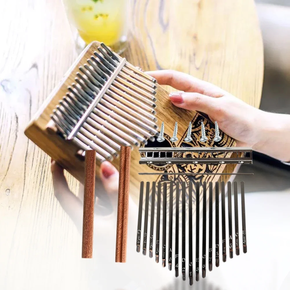 DIY 17 Tone Kalimba Keys Tines Set Mbira Thumb Piano Rosewood Bridge Replacement Parts Homemade Musical Instruments Accessories