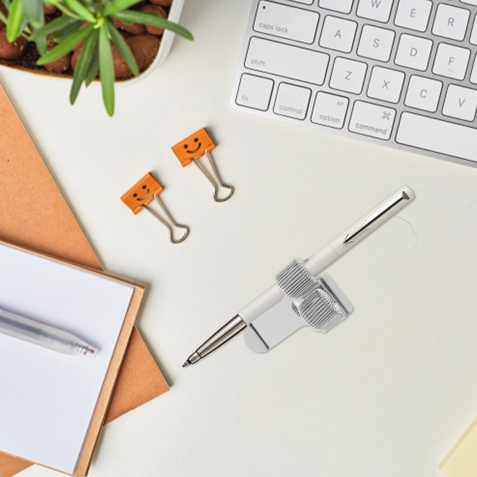 

5pcs Metal Pen Clip Holder: Nickel Plated Steel Retainer For Notebook Journal Clipboard Heavy Duty Spring Loop Pencil Organizer